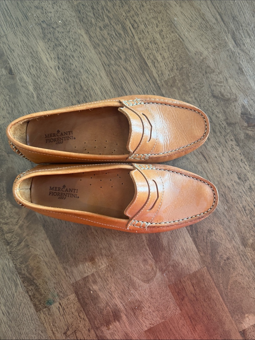 Mercanti Fiorentini Men's Cognac Leather Penny Loafers